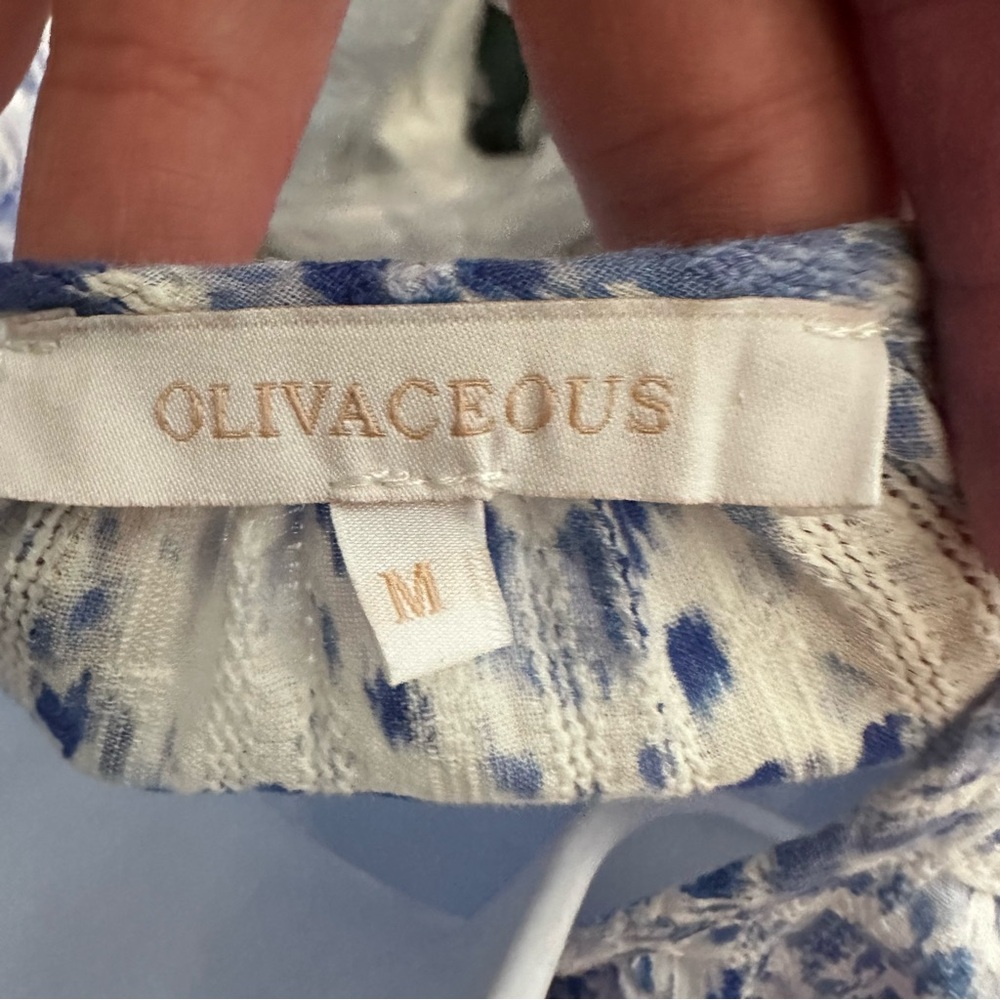 Olivaceous Blue and White Puff Sleeve Top - Picture 2 of 8